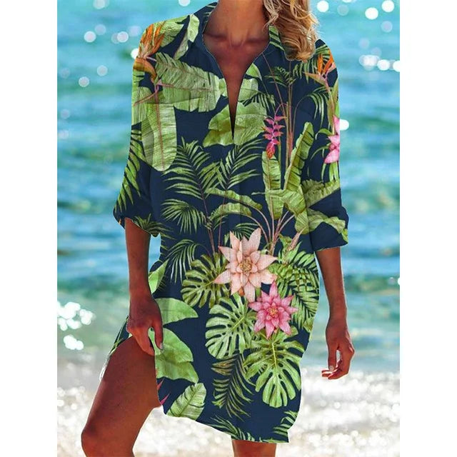 Lange Hawaii Blouse met Bloemenprint – Zoë