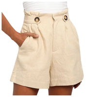 Beige Dames High Waist Zomershorts met wijde pijpen – Maya