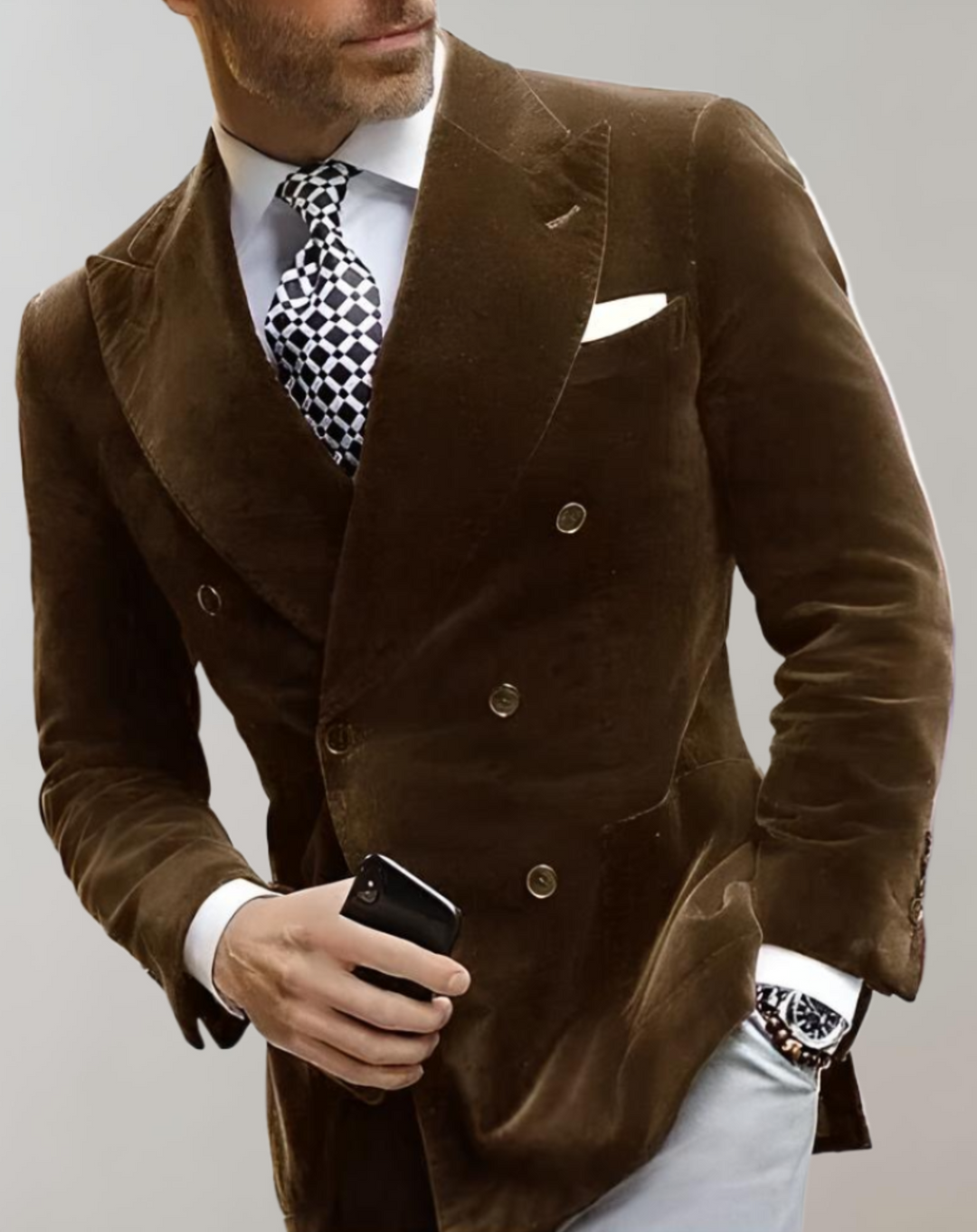 Fluwelen Herenblazer met Twee Rijen Knopen - Elliot