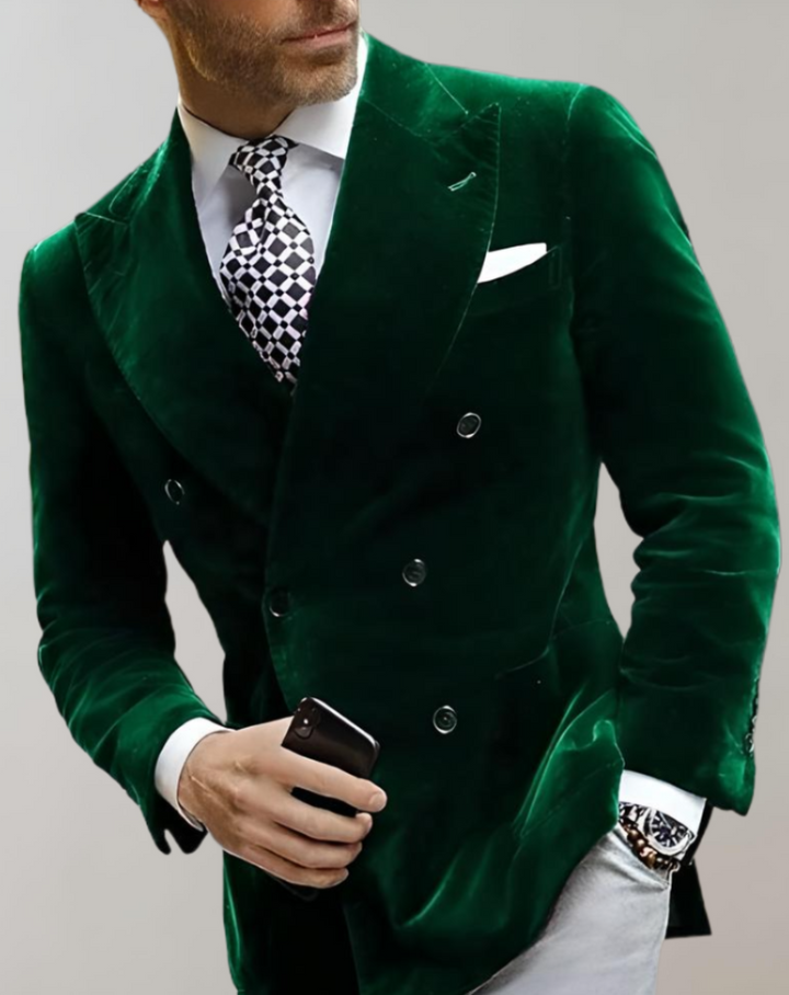 Fluwelen Herenblazer met Twee Rijen Knopen - Elliot