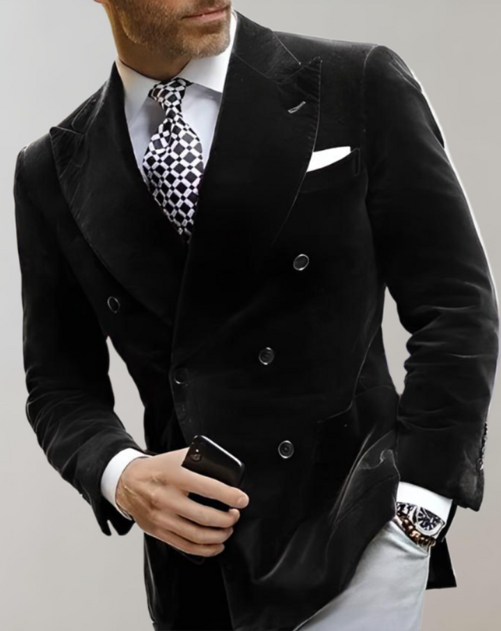 Fluwelen Herenblazer met Twee Rijen Knopen - Elliot