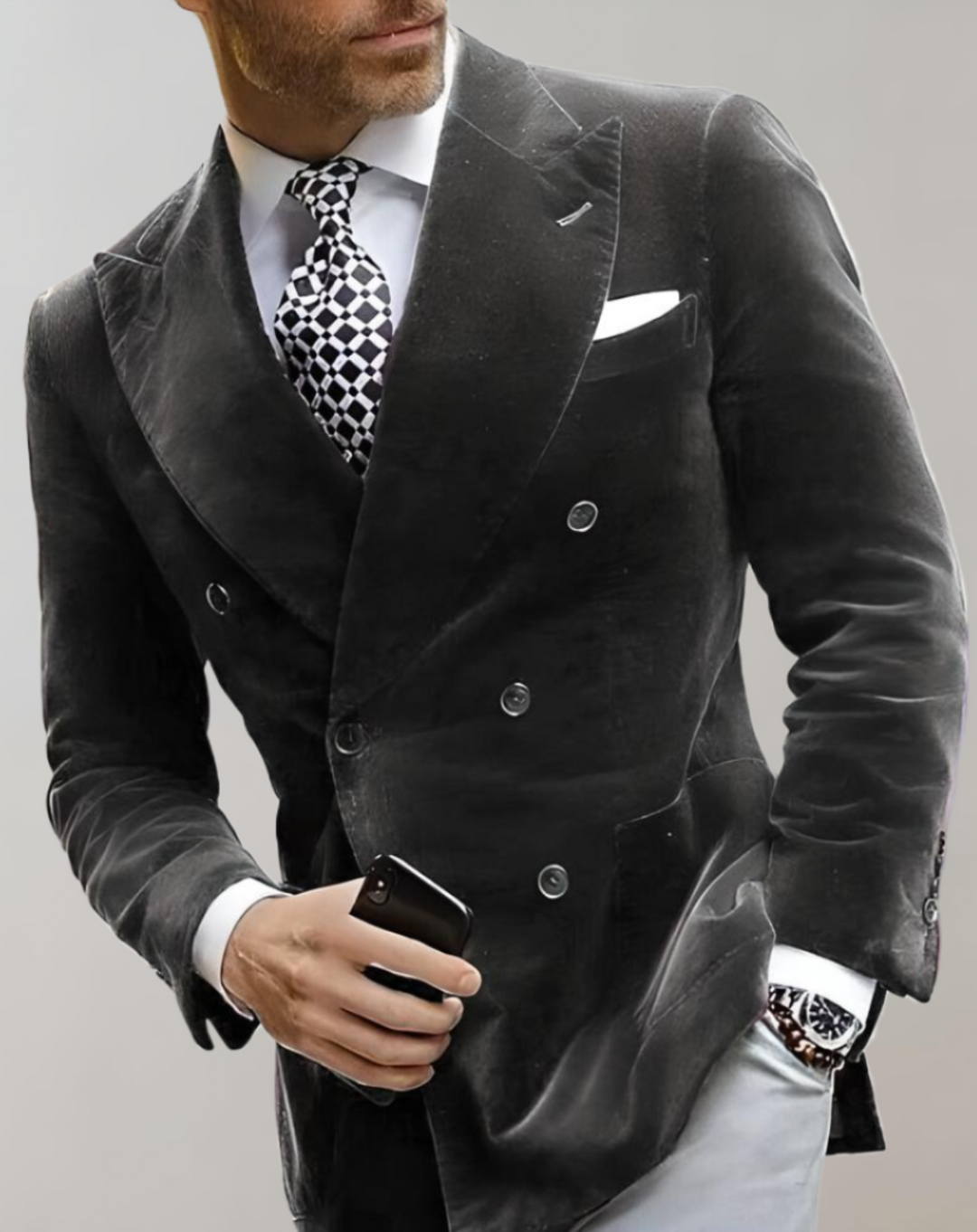 Fluwelen Herenblazer met Twee Rijen Knopen - Elliot