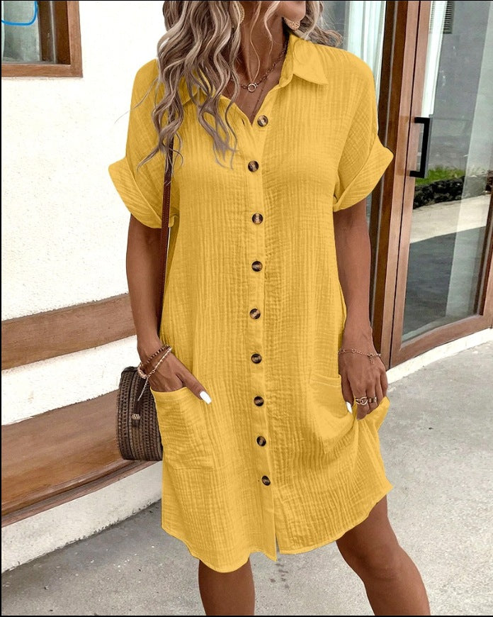 Zomerjurk met Knoopsluiting en Korte Mouwen – Lotte