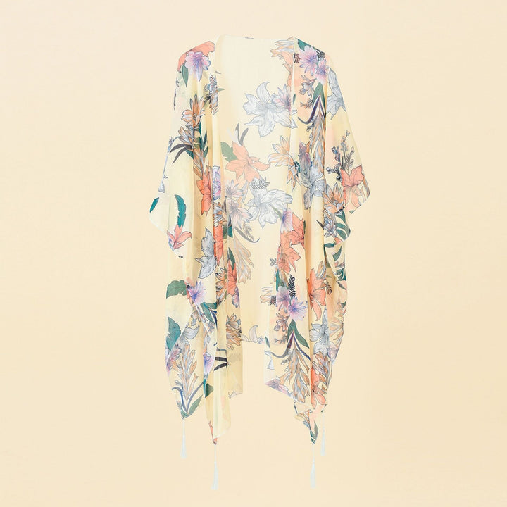Kimono Cover-up met Bloemenprint en Tassels – Liora