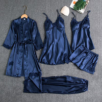 Satin slaapset 5-delig met kant voor dames – Liora