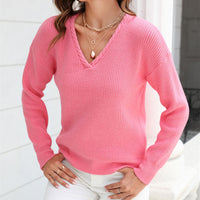 Gebreide dames trui met V-hals in een losse pasvorm – Wanfrieda