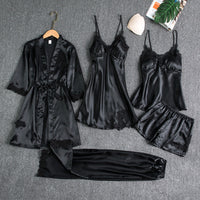 Satin slaapset 5-delig met kant voor dames – Liora