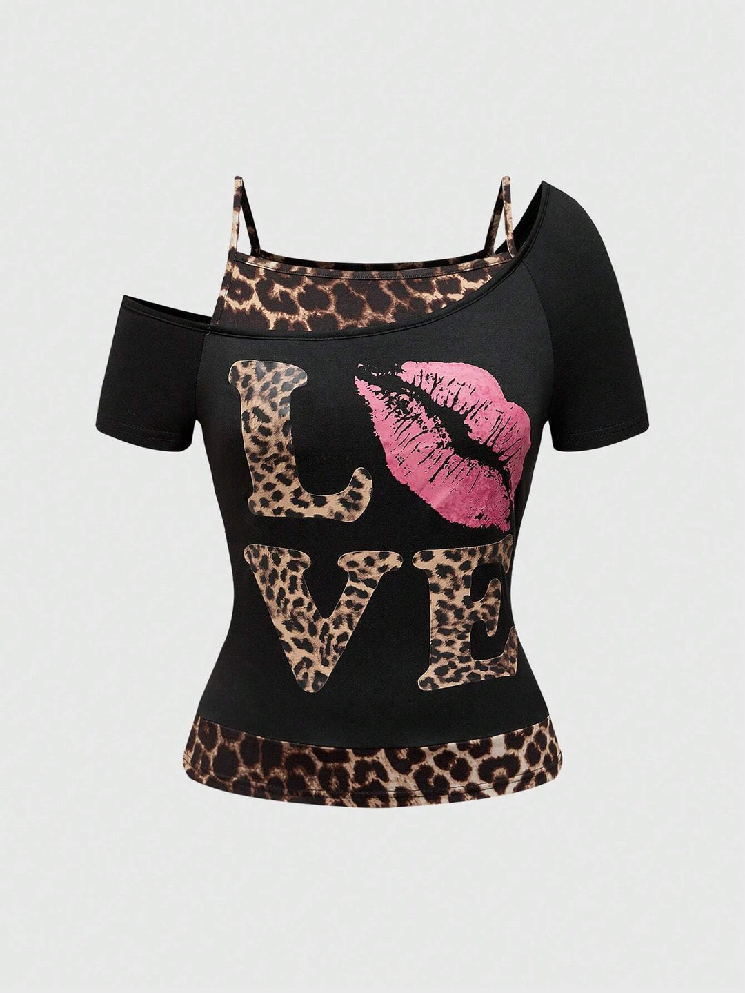 Trendy dames off-shoulder shirt met luipaardprint - Zaria