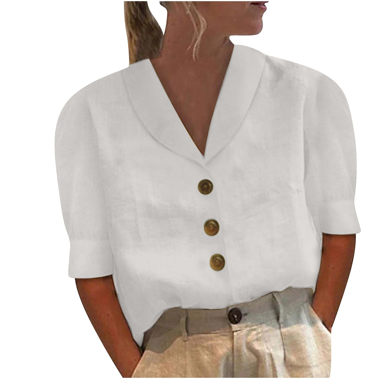 Chic Dames Blouse met Kraag en Knopen - Vivienne