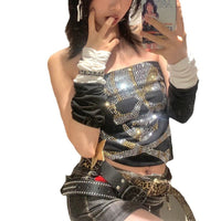 Zwart dames top met strass-skeletontwerp – Liora