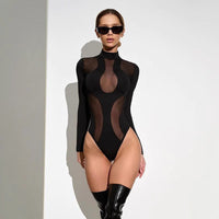 Trendy dames bodysuit met uitsneden en mesh-inzetten - Nayeli