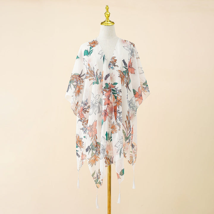 Kimono Cover-up met Bloemenprint en Tassels – Liora