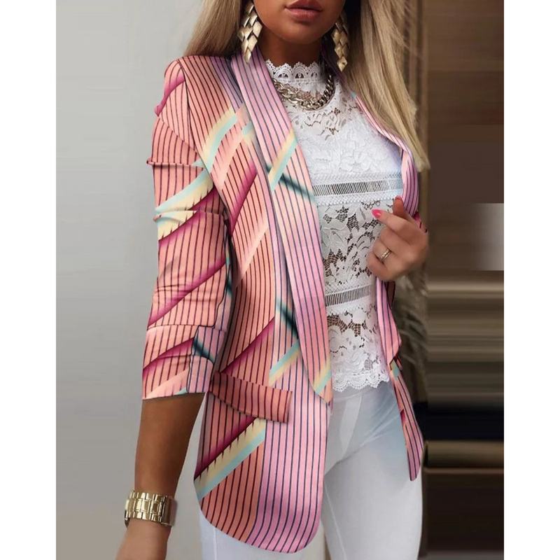 Damesblazer met Omslagkraag en Print - Bella
