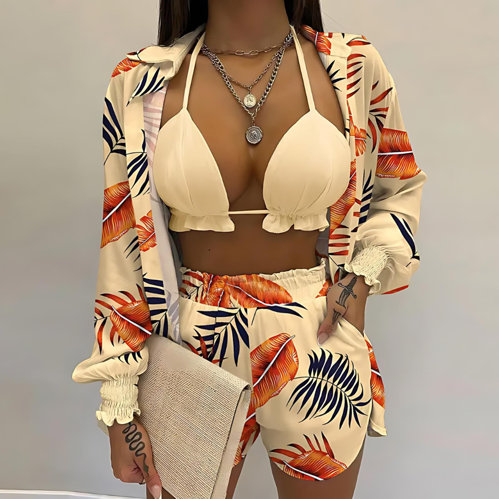 Stijlvolle 3-delige zomeroutfit voor strand en zwembad - TropenGlow