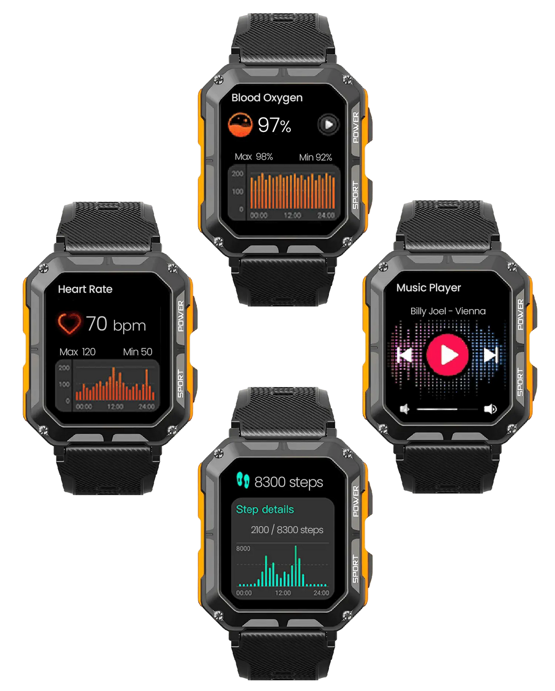 Robuuste Smartwatch met Hartslagmeter & Stappenteller - EnduranceX