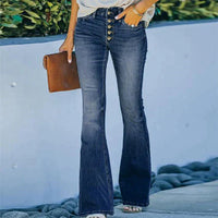 Trendy Denim Broek met Hoge Taille - Mila