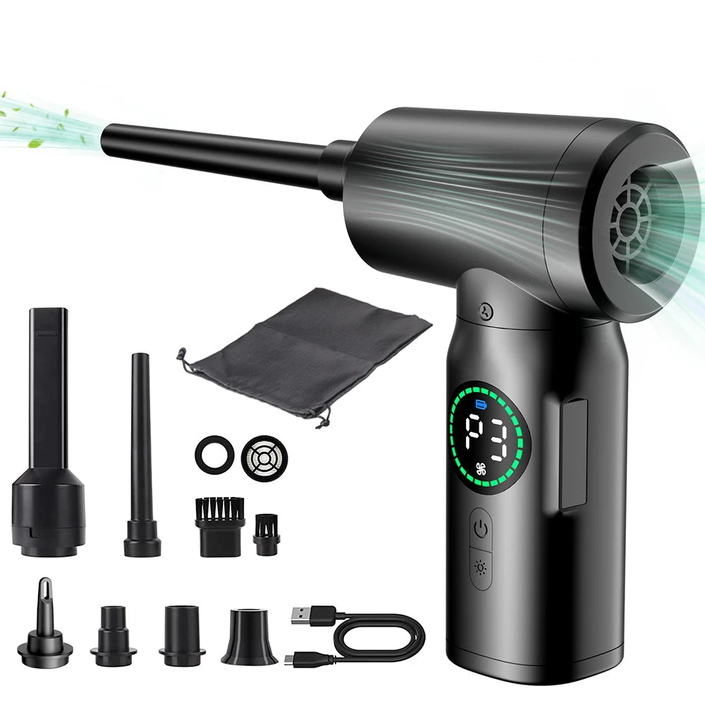 2-in-1 Draagbare Persluchtstofzuiger en Blazer met LED-Licht (7500mAh) - AirMaster