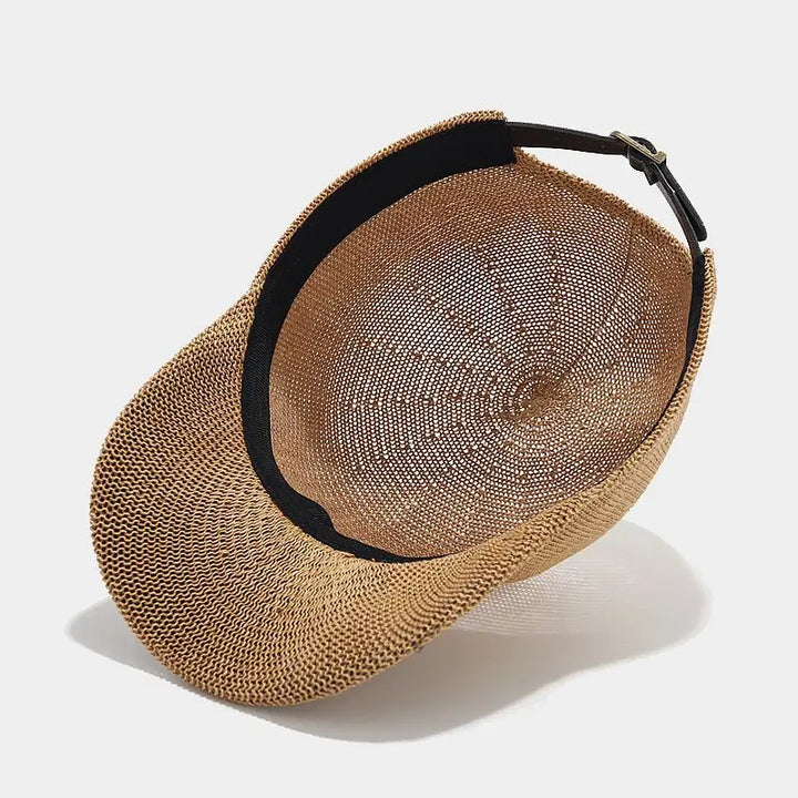 Trendy gevlochten pet met brede rand - SunWeave Style