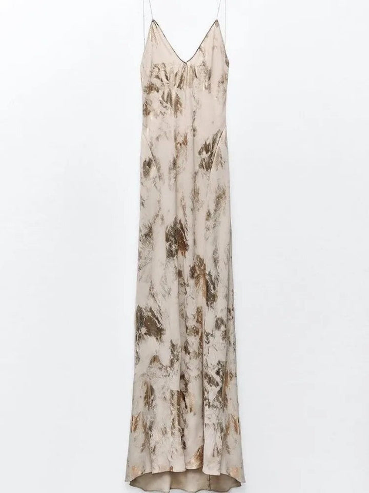 Rugloze Zomerjurk met Diepe V-Hals – Selene