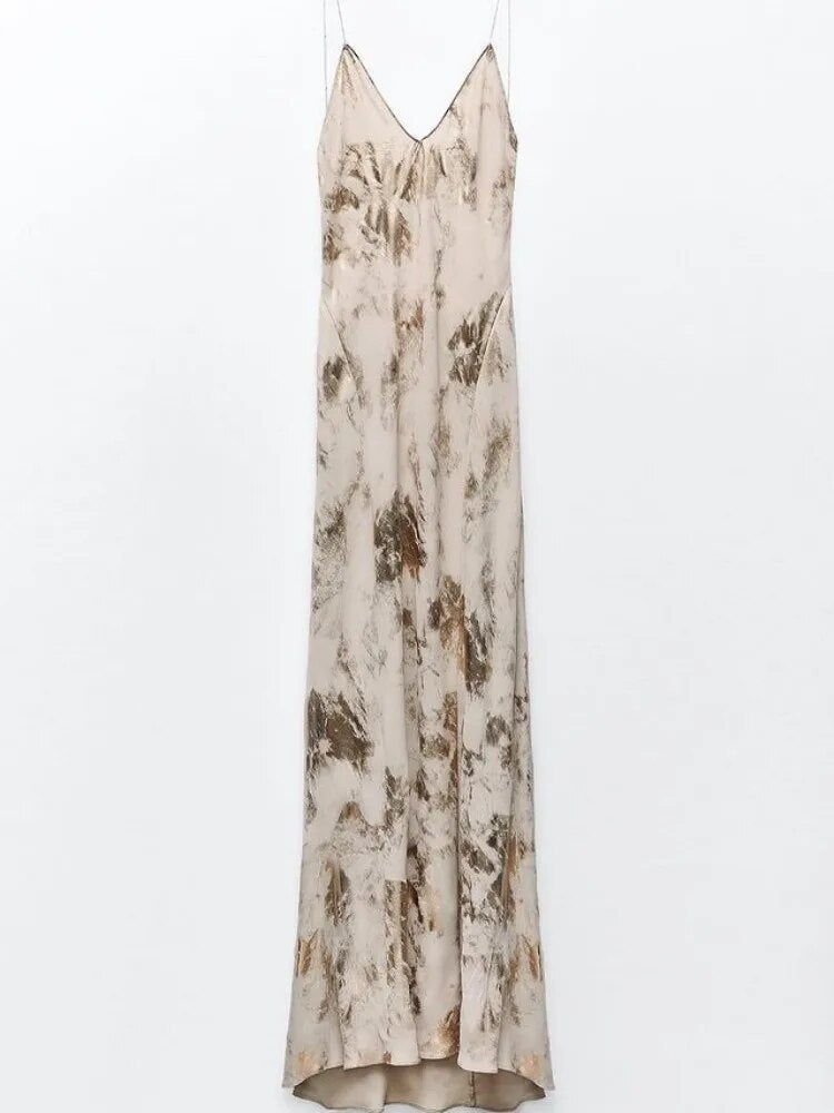 Rugloze Zomerjurk met Diepe V-Hals – Selene