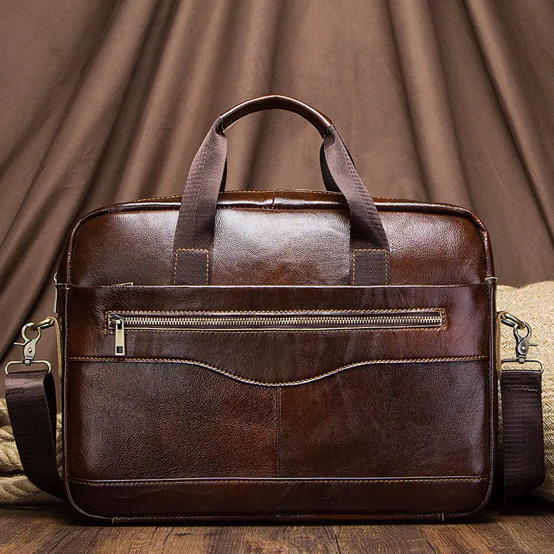 Echte Leren Business Laptoptas met Schouderband