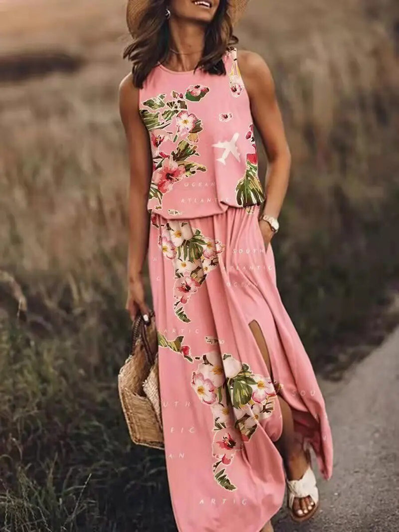 Zomerse Maxi-Jurk met Unieke Snit – Amara