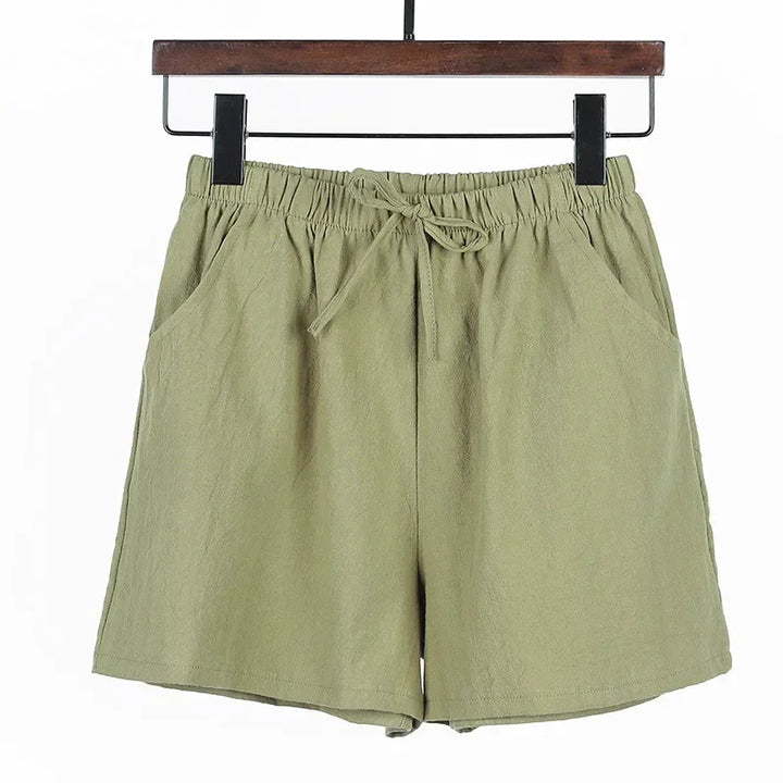 Luchtige Linnen Damesshorts met Hoge Taille en Sportieve Pasvorm – Fenja
