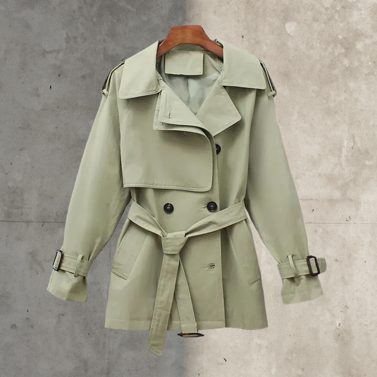 Dames trenchcoat met riem en dubbele knoopsluiting – Rosemary