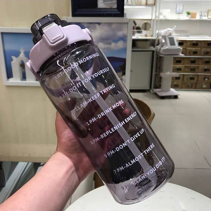 2L Motiverende Waterfles met Tijdmarkeringen - HydroMotivator