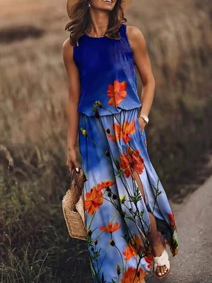Zomerse Maxi-Jurk met Unieke Snit – Amara