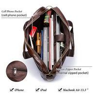 Echte Leren Business Laptoptas met Schouderband