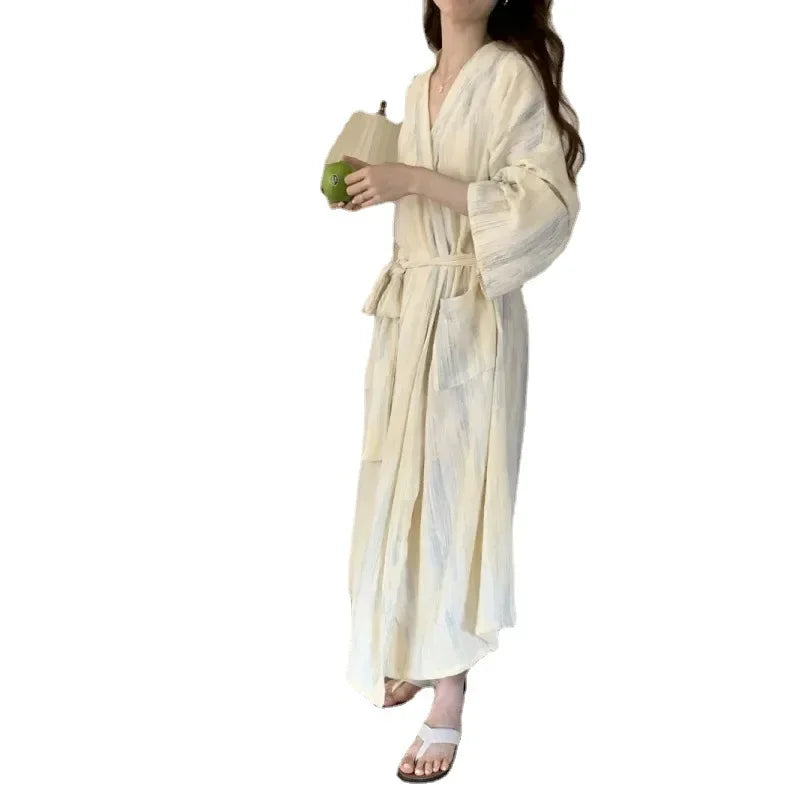 Casual Dames Zomer Badjas met Kimono-Design – Hana