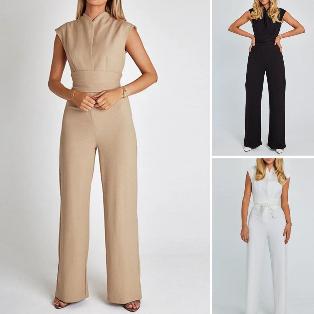 Luchtige Dames Jumpsuit met Wijde Pijpen en V-Hals – Maribel