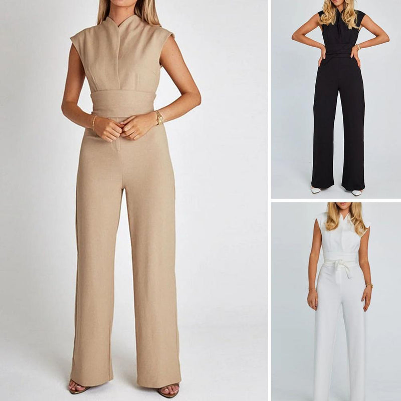 Luchtige Dames Jumpsuit met Wijde Pijpen en V-Hals – Maribel