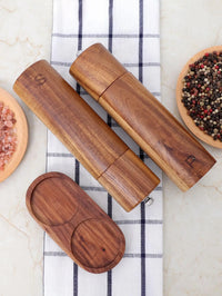 Luxe Houten Zout- en Pepermolenset met Dienblad - WoodSpice