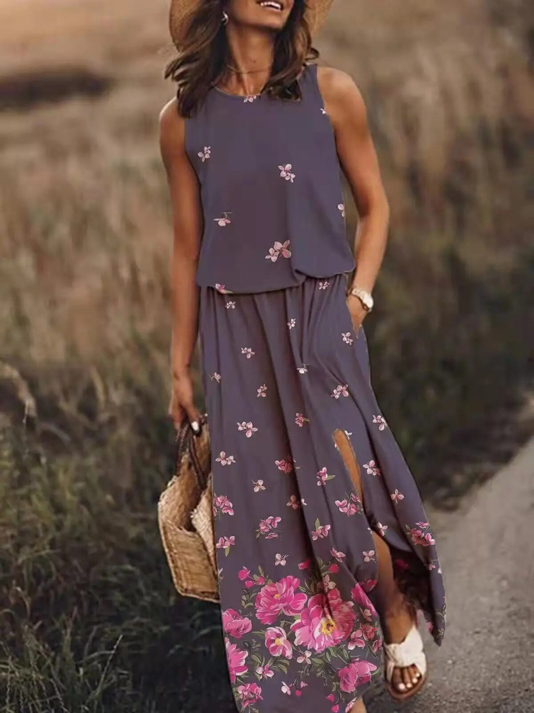 Zomerse Maxi-Jurk met Unieke Snit – Amara