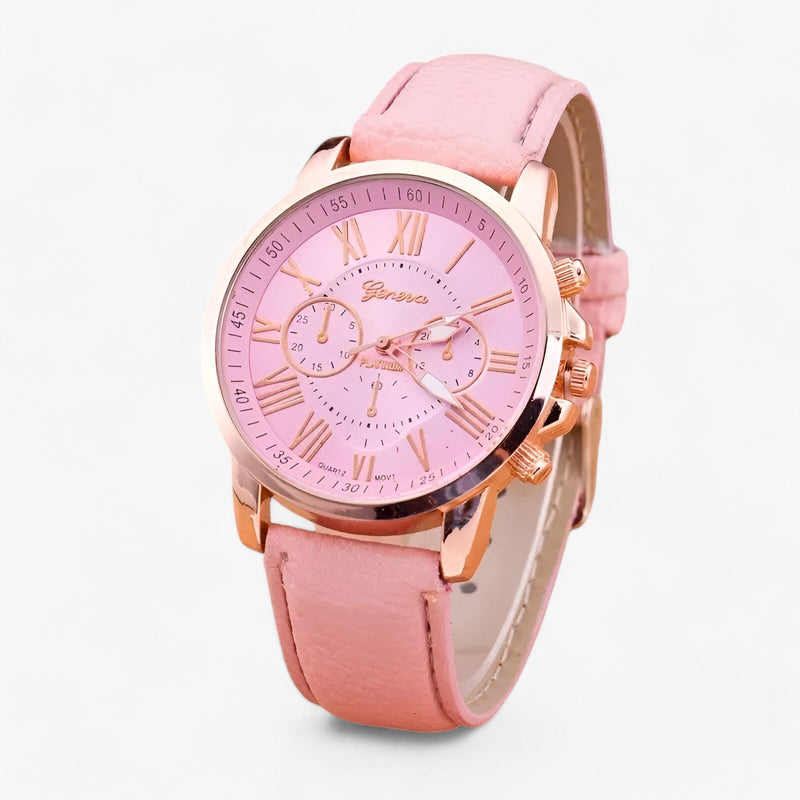 Luxe Waterdicht Dameshorloge met Leren Band – Camille