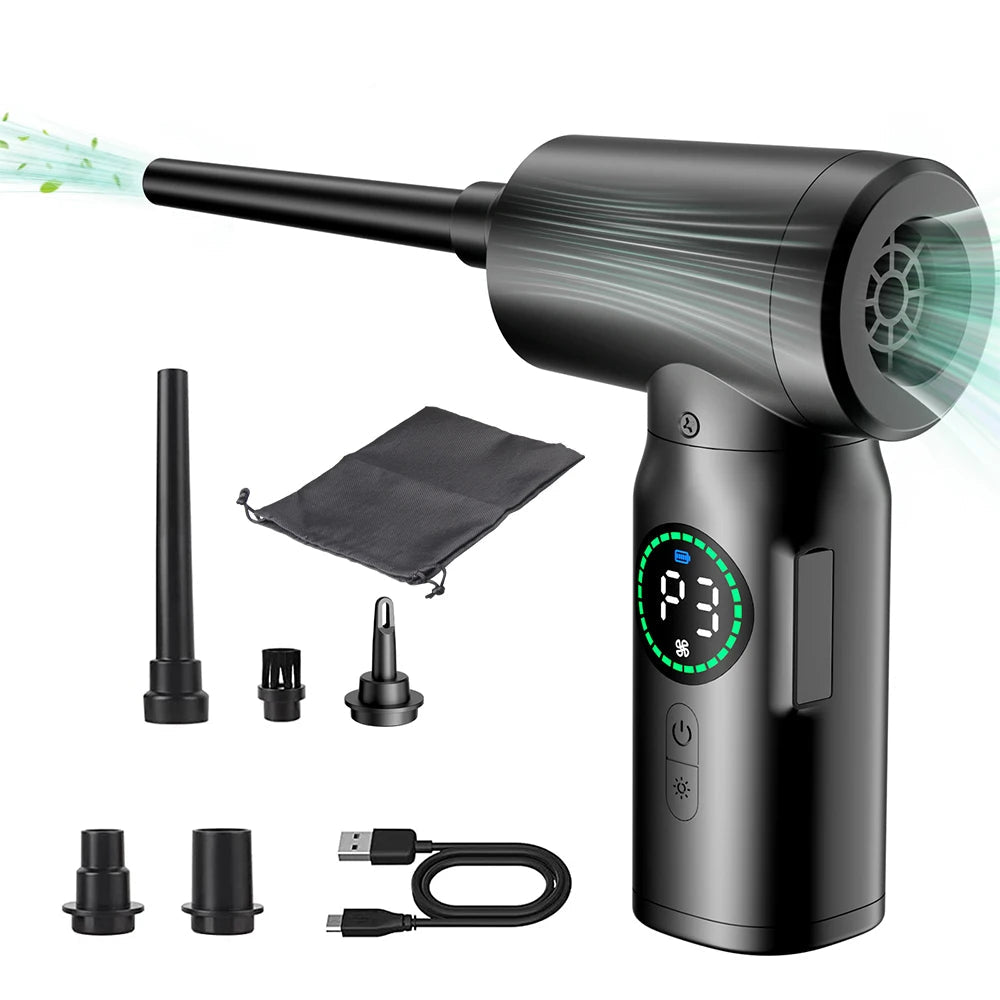 2-in-1 Draagbare Persluchtstofzuiger en Blazer met LED-Licht (7500mAh) - AirMaster