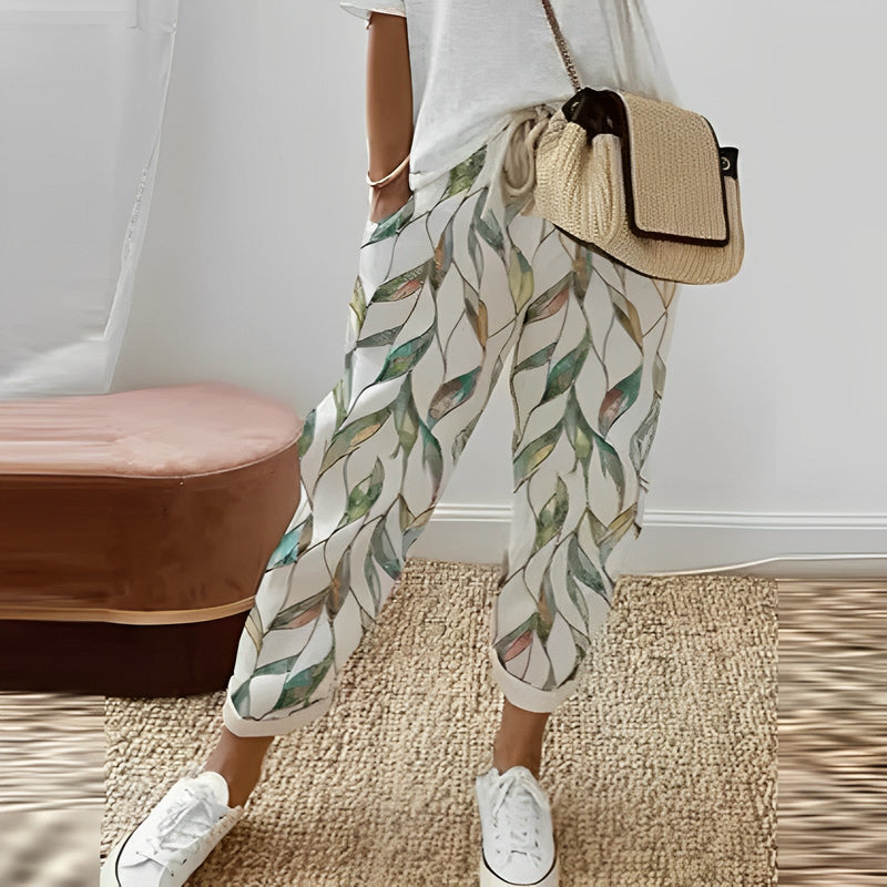 Boho Damesbroek met Bladprint – Selina
