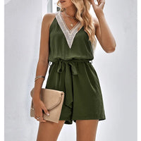 Kanten Zomerjumpsuit met V-Hals en Shorts – Sorelle