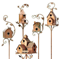 Metalen Kunst Vogelhuisje op Tuinplug - FeatherNest