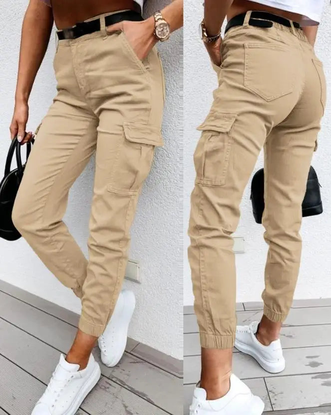 Dames Cargo Broek met Stretch en Hoge Taille - Livia