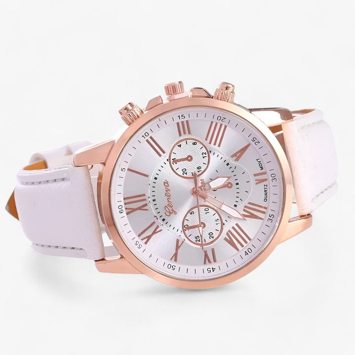 Luxe Waterdicht Dameshorloge met Leren Band – Camille