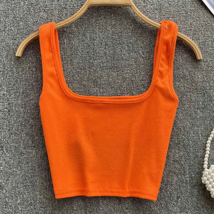 Rugloze Cropped Tanktop in Effen Kleur – Zayra