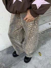 Hoge Taille Damesbroek met Panterprint - Selina