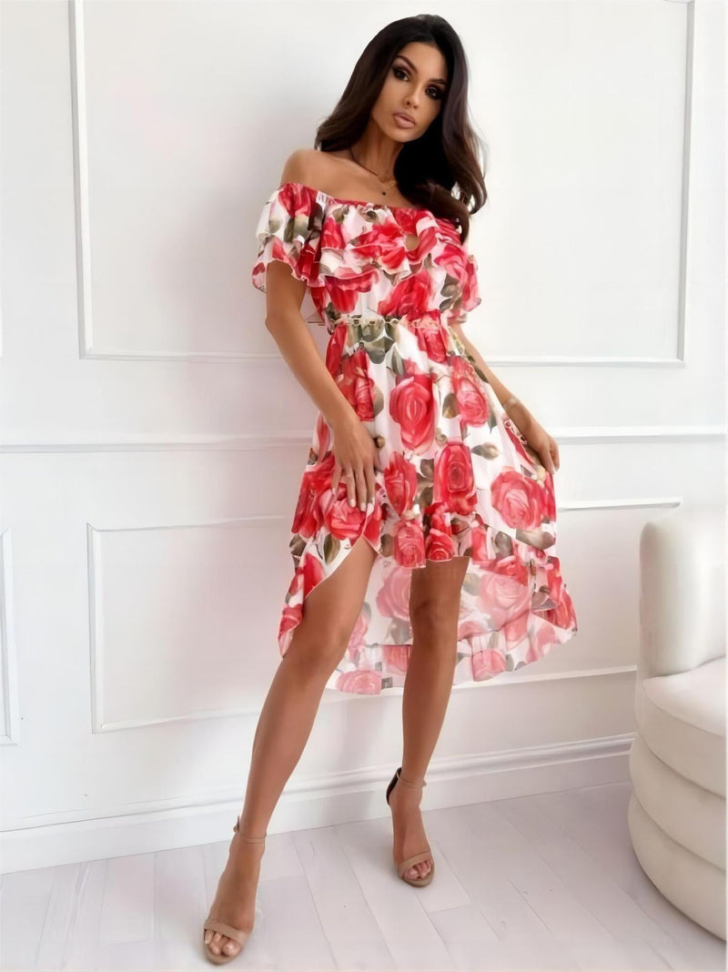 Off-Shoulder Mini-jurk met Ruches – Lina