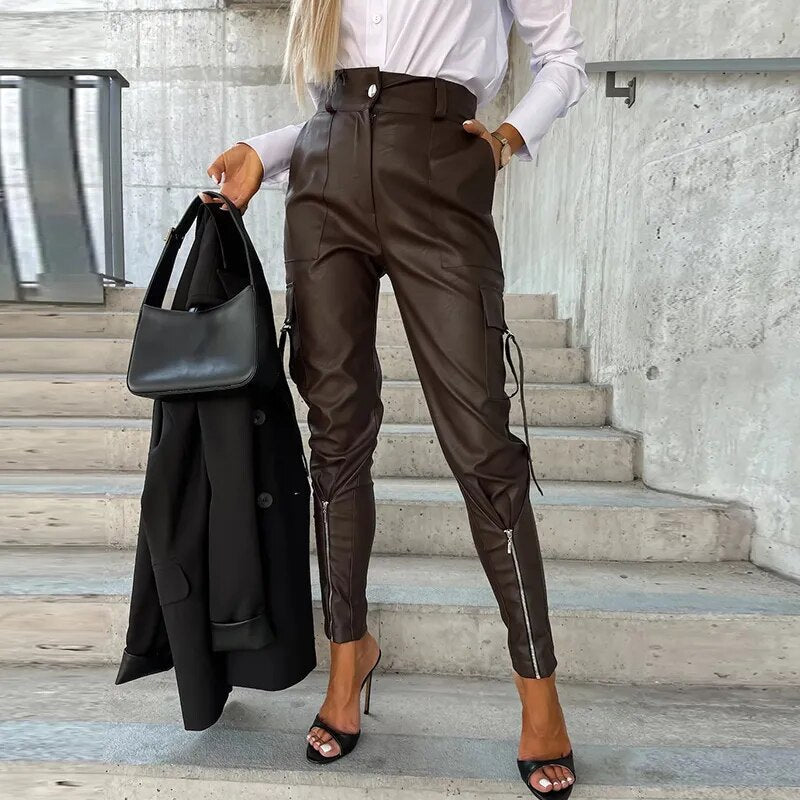 Trendy Dames Leren Broek - Sophie