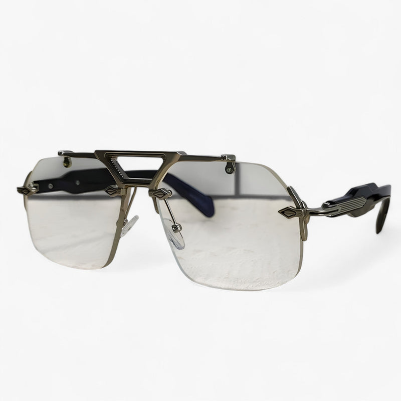 Randloze Oversized Zonnebril met Metalen Accenten – Vexor