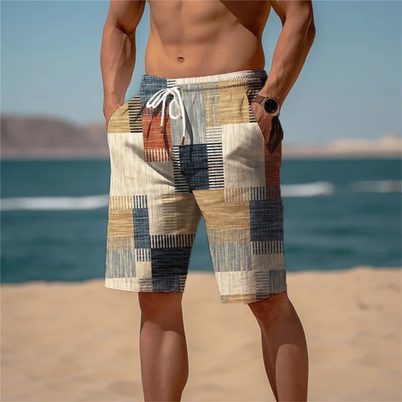 Ademende Heren Strandshorts Katoen met 3D Print - Jamal