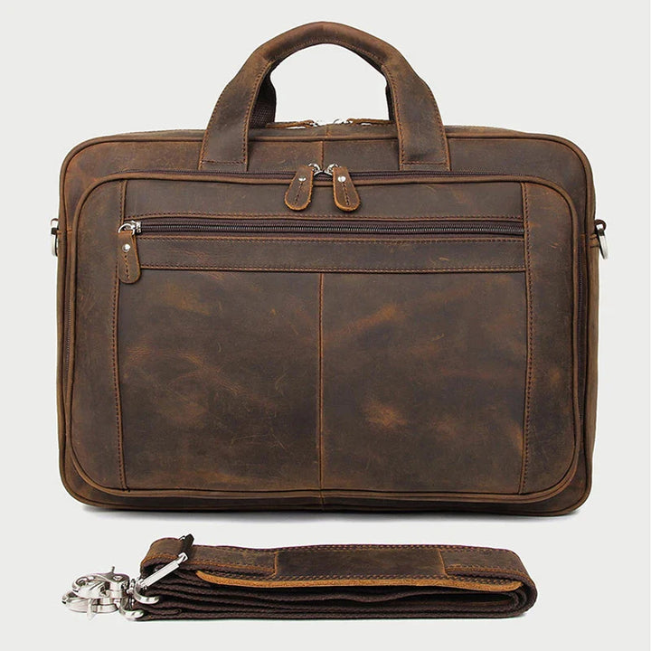 Grote Genuine Crazy Horse Leren Laptoptas 17 Inch